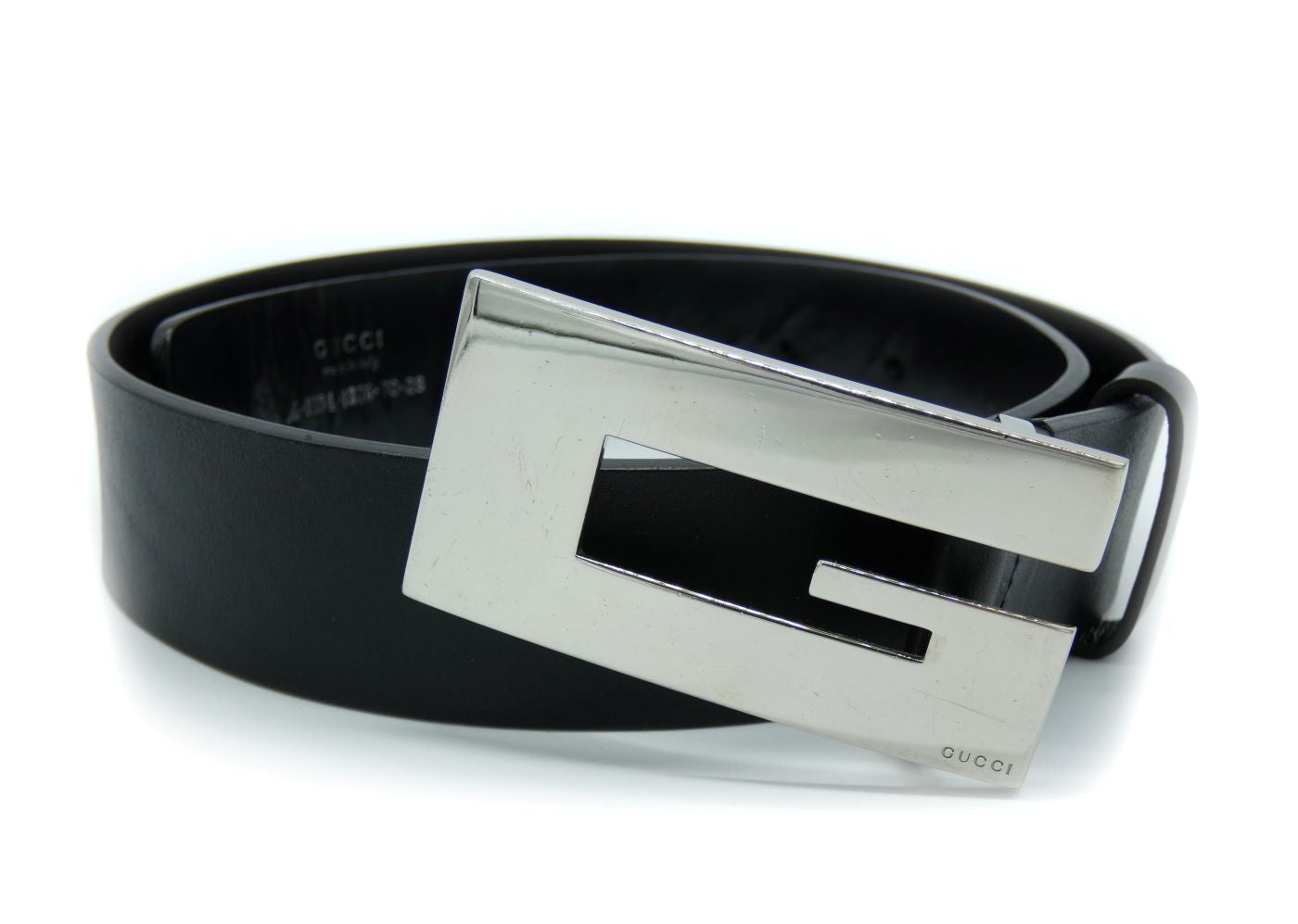 Gucci Vintage G Buckle Black Leather Belt