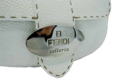 Fendi White Leather Selleria Small Baguette Bag Fendi