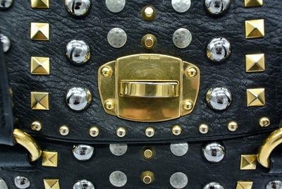 Miu Miu Studded Monk Black Nappa Leather Bag