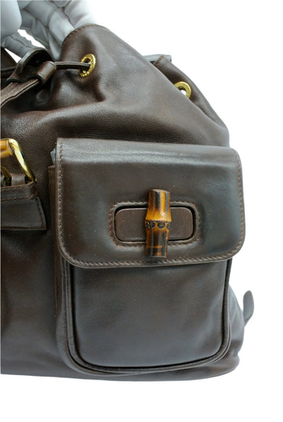 Gucci Vintage Dark Brown Leather Backpack