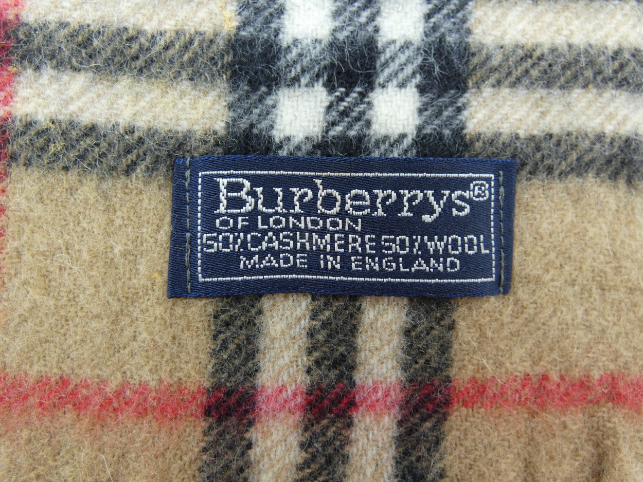 Burberrys Vintage Cashmere and Wool House Check Camel Scarf Scarf Burberry