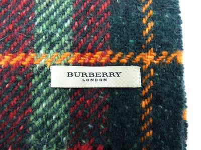 Burberry Merino Wool Angora and Cashmere Plaid Red Scarf