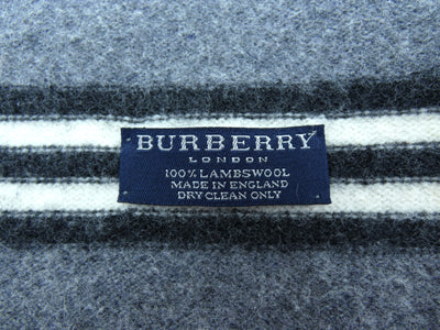 Burberry Lambswool Icon Stripe Grey Hat and Scarf Set Scarf Burberry