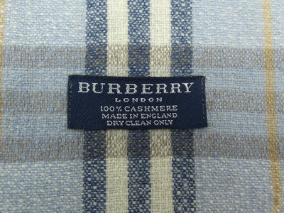 Burberry Cashmere Lightweight House Check Blue Scarf