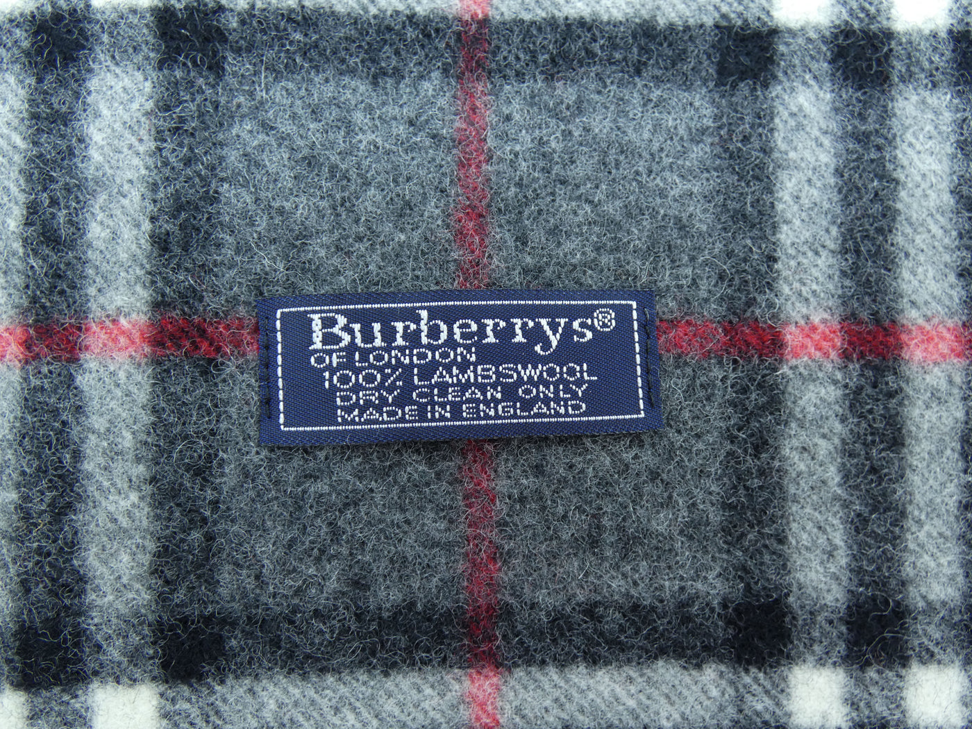 Burberrys VIntage Lambswool Wide House Check Dark Grey Scarf/Shawl