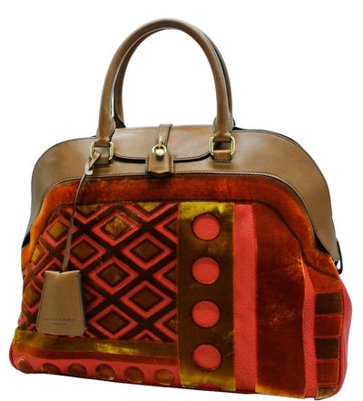 Burberry Prorsum Milverton Velvet and Leather Bowling Bag