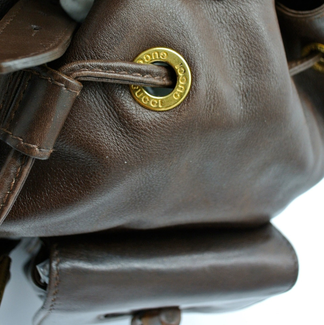 Gucci Vintage Dark Brown Leather Backpack