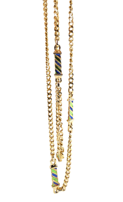 Christian Dior Vintage Long Gold with Blue Necklace