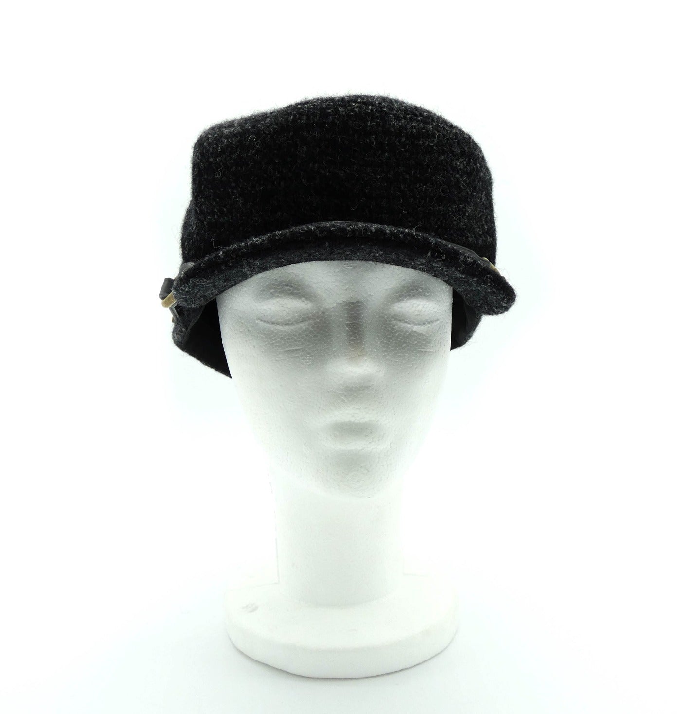 Burberry Black and Grey Wool Military Cap