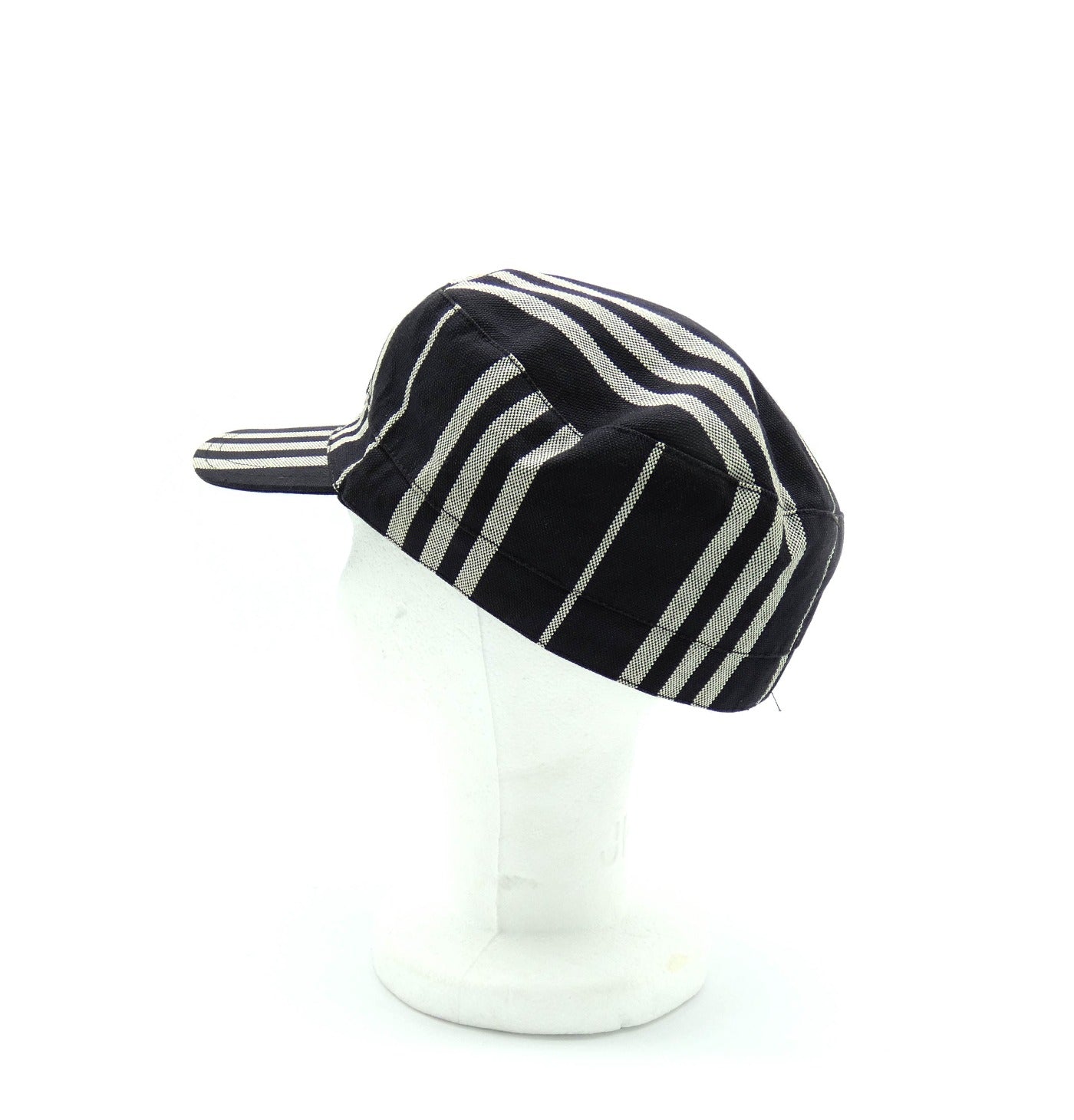 Burberry Black and Grey Striped Army Cap Hats Burberry