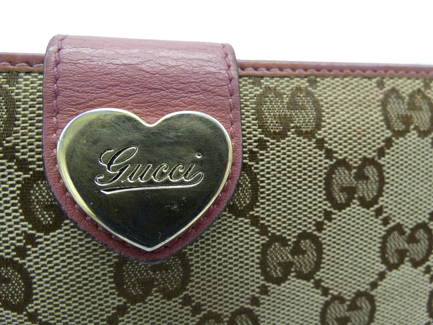 Gucci Continental GG Canvas Heart Vintage Long Wallet