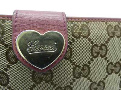 Gucci GG Heart Clasp Dusty Rose Long Wallet