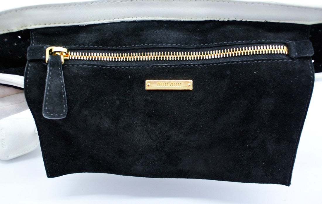 Miu Miu Black Laser Cut Suede 2Way Bag