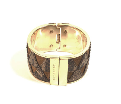 Burberry Wide Leather Hinged Bangle