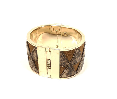 Burberry Wide Leather Hinged Bangle