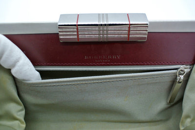Burberry Vintage Red Satin and Silver Clutch Bag Burberry