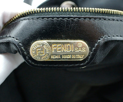 Fendi Vintage Black Nylon Logo Shoulder Bag