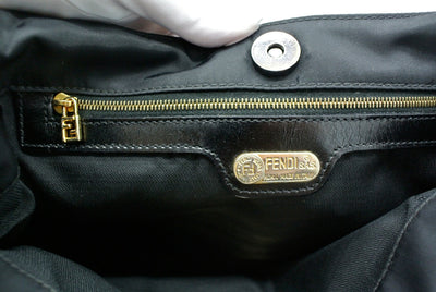 Fendi Vintage Black Nylon Logo Shoulder Bag