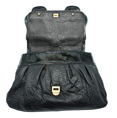 Fendi Black Grained Leather B Bag