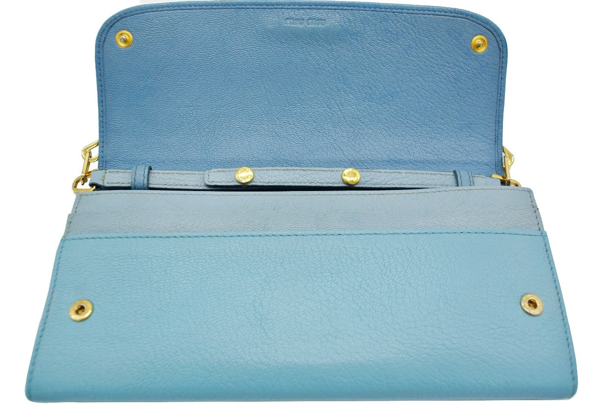 Miu Miu Blue Leather Two Way Bag/Wallet