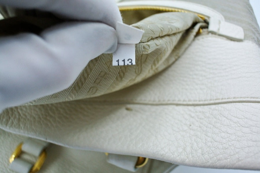 Prada Cream Cervo Deerskin Top Handle Bag