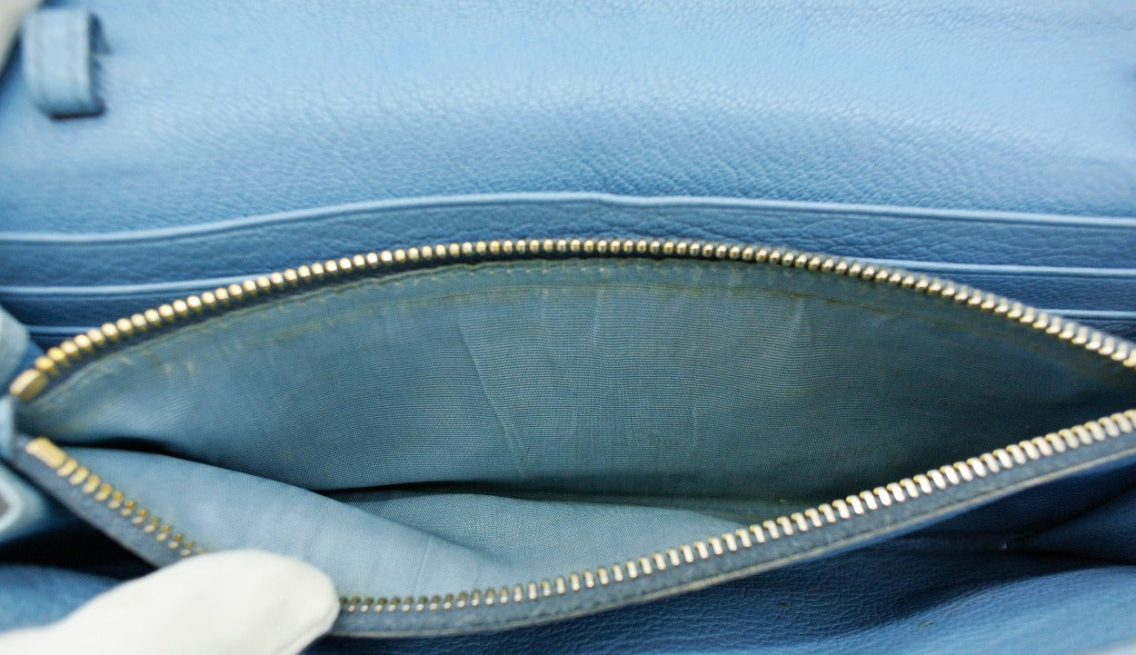 Miu Miu Blue Leather Two Way Bag/Wallet