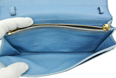 Miu Miu Blue Leather Two Way Bag/Wallet