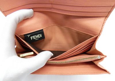 Fendi Pink Saffiano Continental Long Wallet