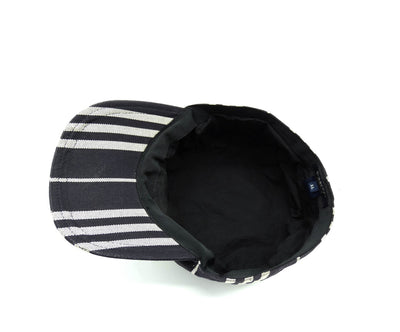 Burberry Black and Grey Striped Army Cap Hats Burberry