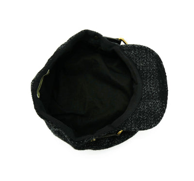 Burberry Black and Grey Wool Military Cap