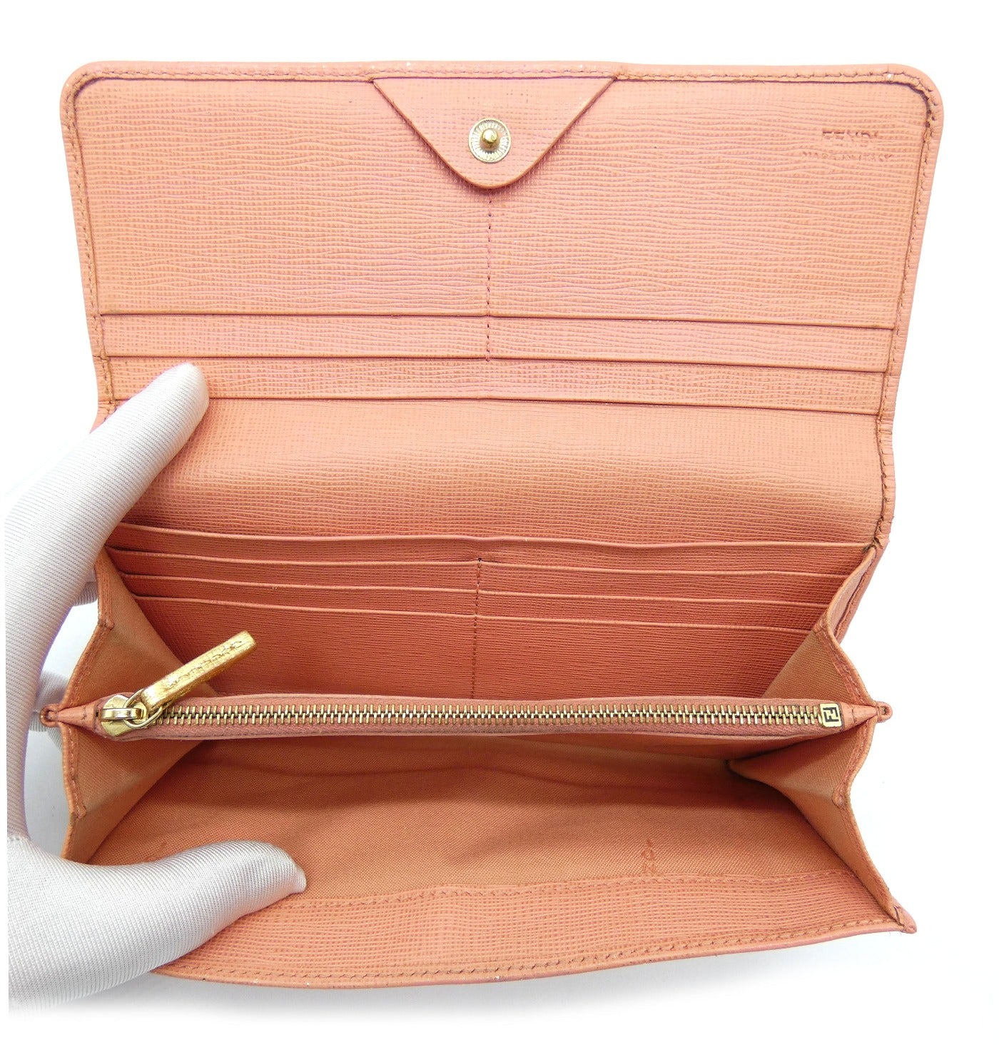 Fendi Pink Saffiano Continental Long Wallet