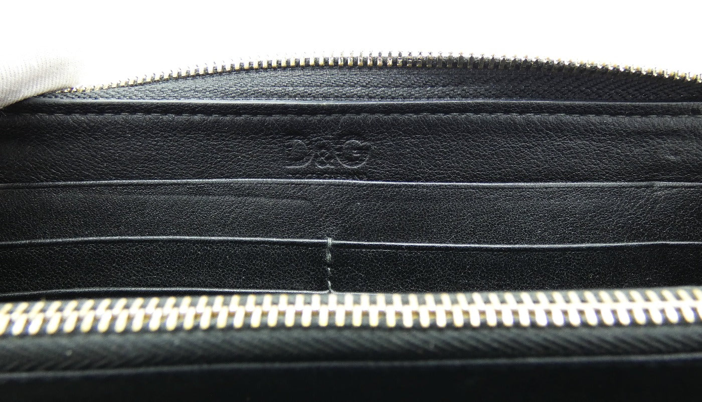 Dolce & Gabbana D&G Black Leather Zippy Wallet