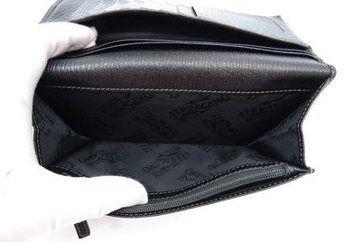 Salvatore Ferragamo Black Grained Continental Long Wallet