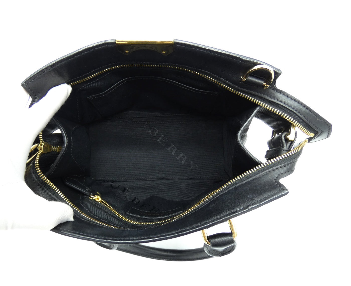 Burberry Black Leather Small Clifton Handbag