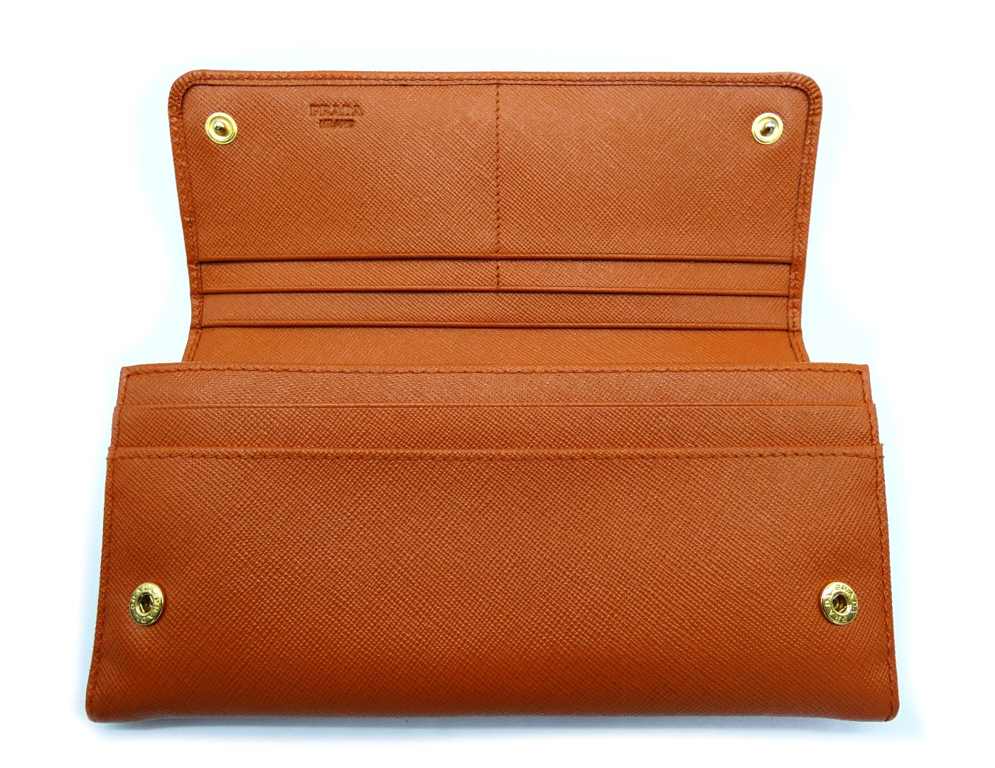 Prada Vintage Orange Saffiano Fiocco Bow Long Wallet