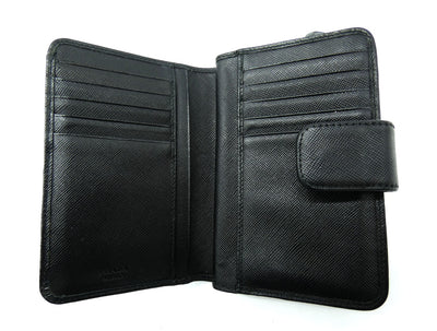 Prada Black Saffiano Zip Medium Wallet Wallet Prada