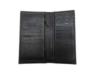 Salvatore Ferragamo Black Grained Continental Long Wallet