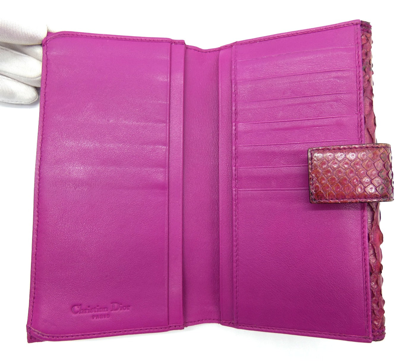 Christian Dior Fuchsia Python and Tweed Wallet Wallet Christian Dior