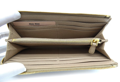 Miu Miu Beige Studded Continental Wallet