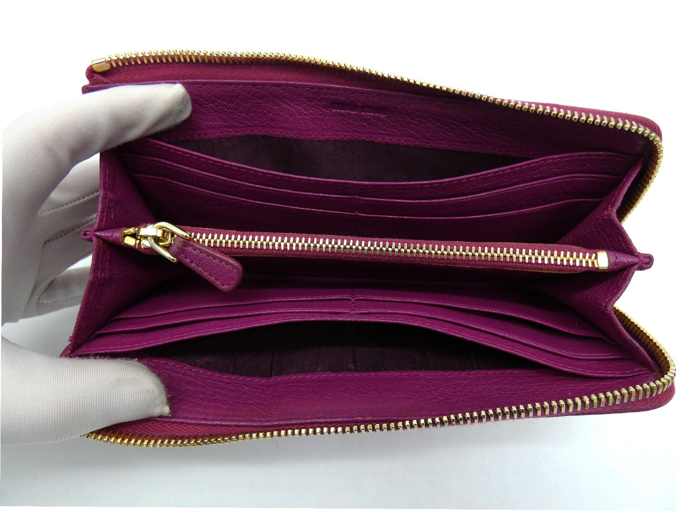 Miu Miu Fuchsia Leather Zip Continental Wallet Wallet Miu Miu