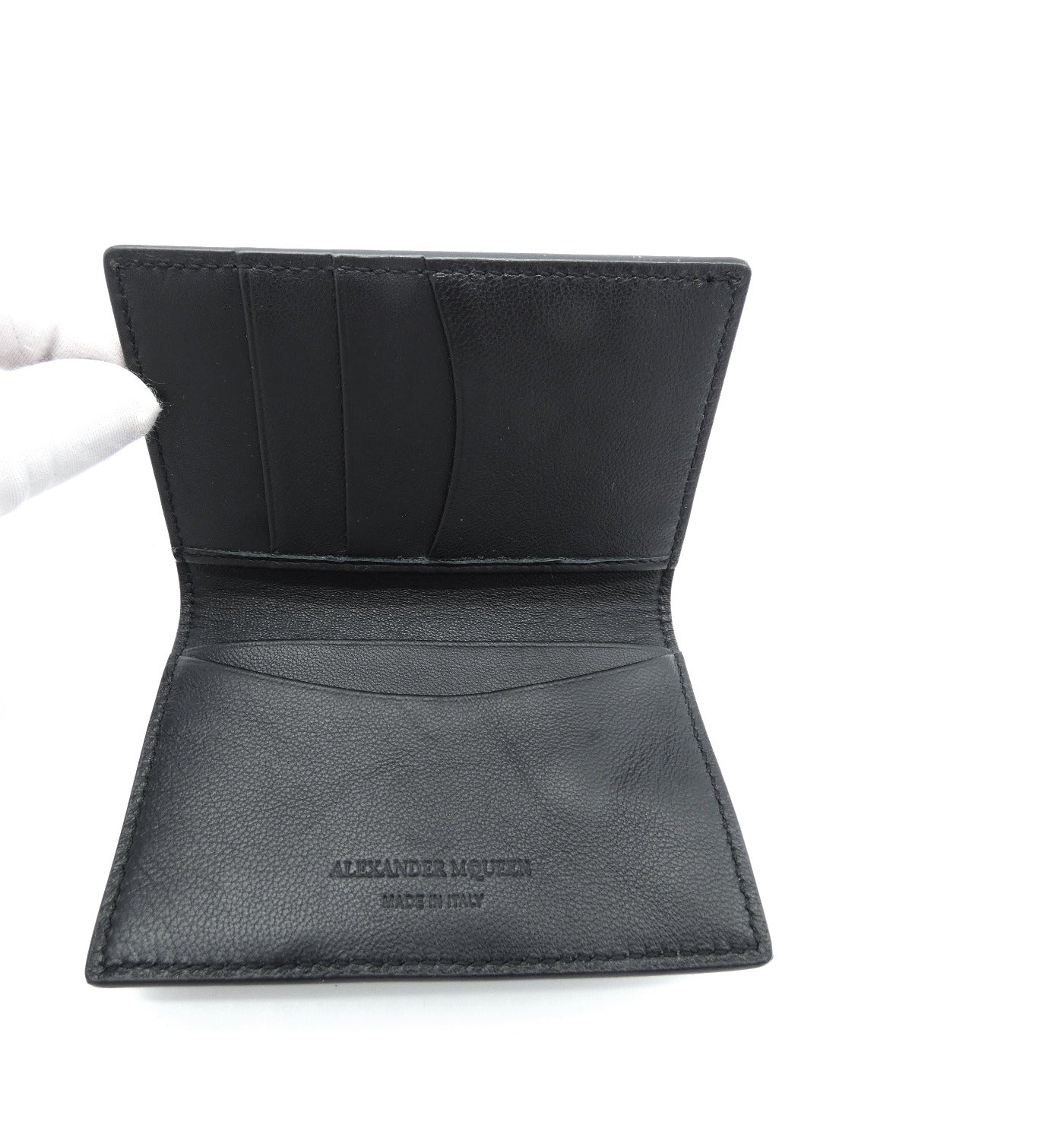 Alexander McQueen Black Leather Card Case - reshoot