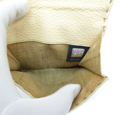 Fendi Pale Yellow Leather Selleria Bi-Fold Wallet Wallet Fendi
