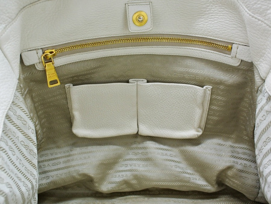 Prada Cream Cervo Deerskin Top Handle Bag Bag Prada