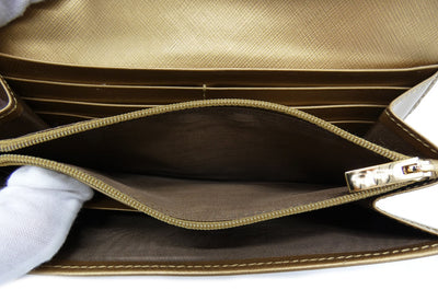 Salvatore Ferragamo Gold Saffiano Gancia Wallet