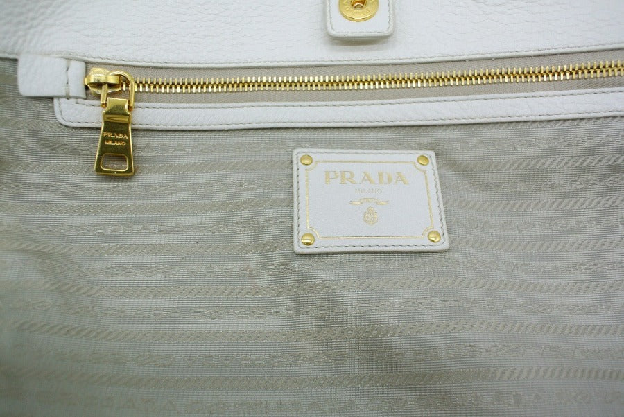 Prada Cream Cervo Deerskin Top Handle Bag