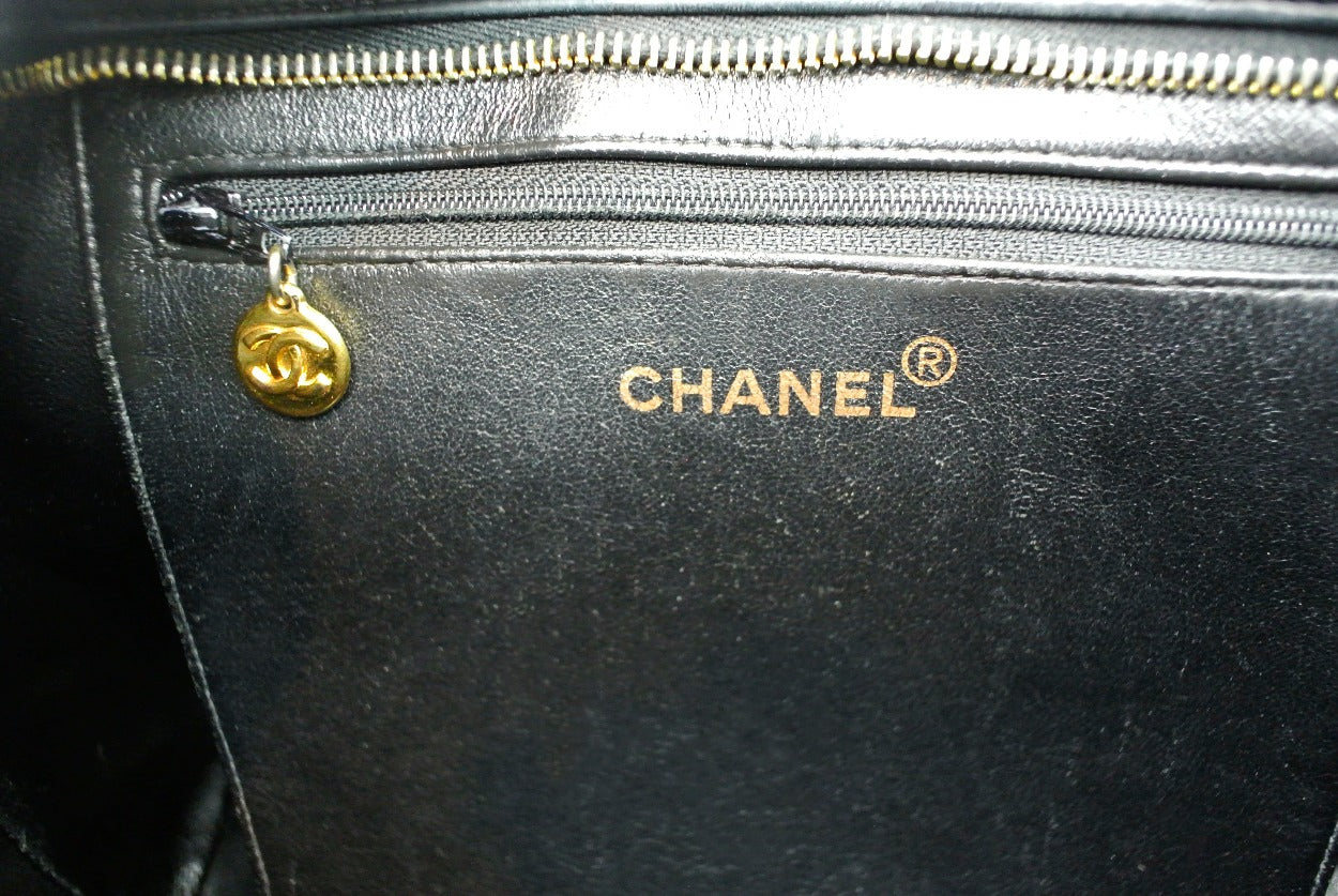 Chanel Black Leather Medallion Tote Bag Chanel