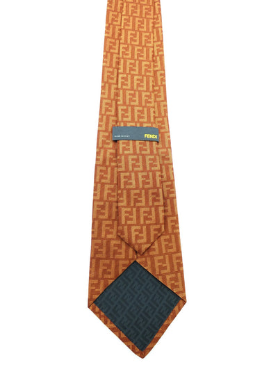 Fendi Graphic Orange FF Monogram Graphic Silk Tie