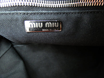 Miu Miu Dark Brown Crackled Leather Studded Tote Bag Miu Miu