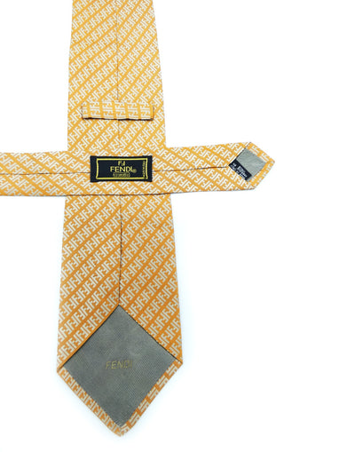 Fendi Graphic Orange and Silver FF Monogram Silk Tie