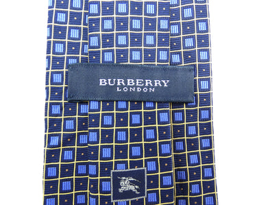 Burberry Navy Graphic Print Silk Tie Ties Burberry